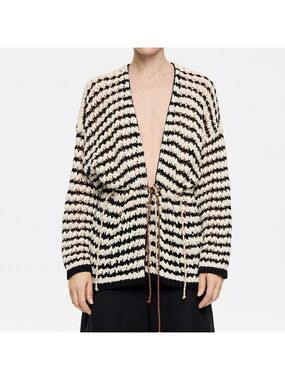 Bimba y Lola striped open-front cardigan black white size S/XS